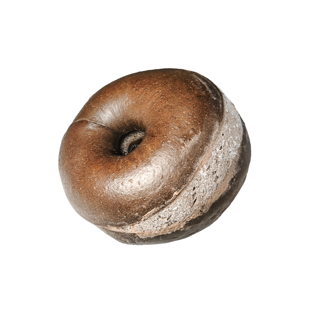 Bagel de cream cheese com chocolate e cacau Bagel de cream cheese com chocolate e cacau