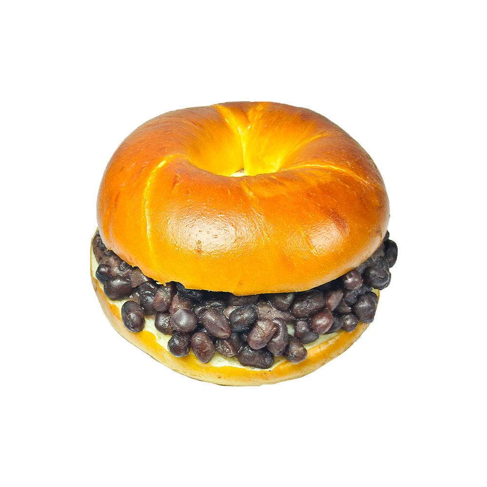 Bagel de cream cheese com pretzel de feijão vermelho
